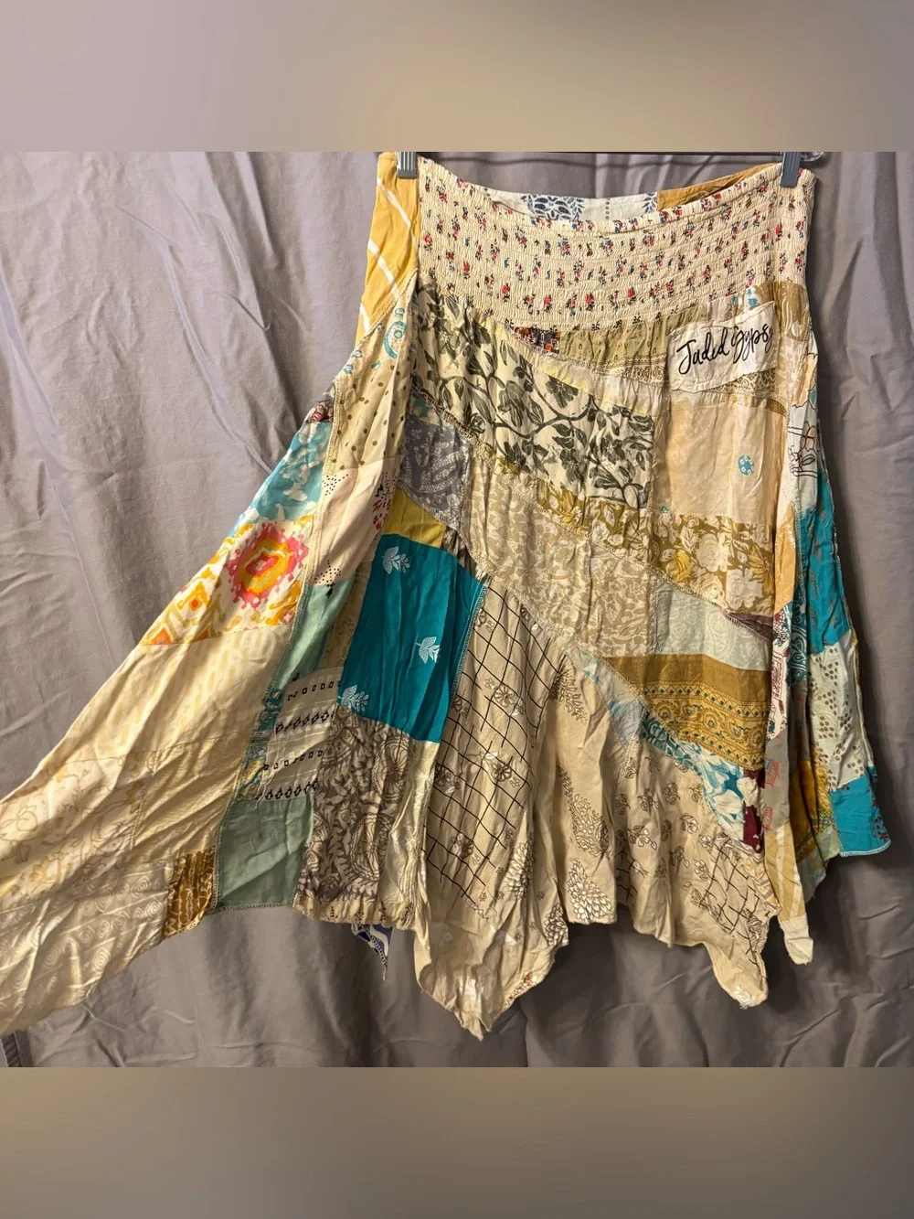 Jaded Gypsy Bohemian Patchwork Handkerchief Hem Midi Skirt w/Pockets Sz L/XL NWT